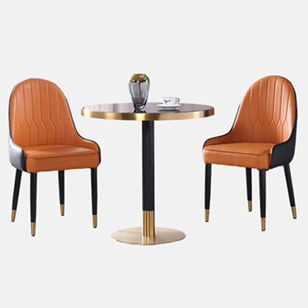 Metal Traditional Luxury Round Dining Table Marble Indoor Table with Pedestal Base
