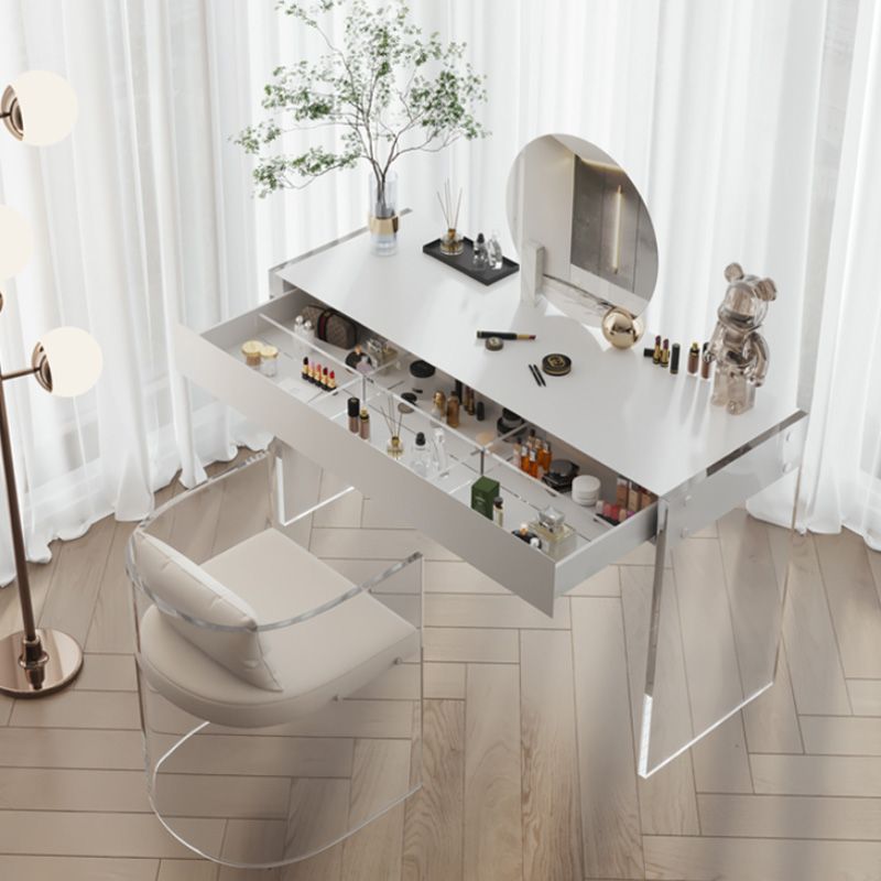 Contemporary Standing Plastic Bedroom Transparent Makeup Vanity Desk Table