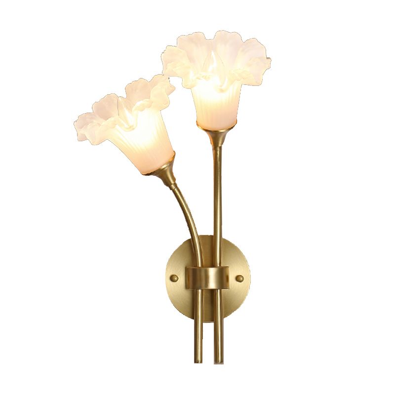 American Style Copper Wall Light Flower Shape Wall Lamp for Living Room
