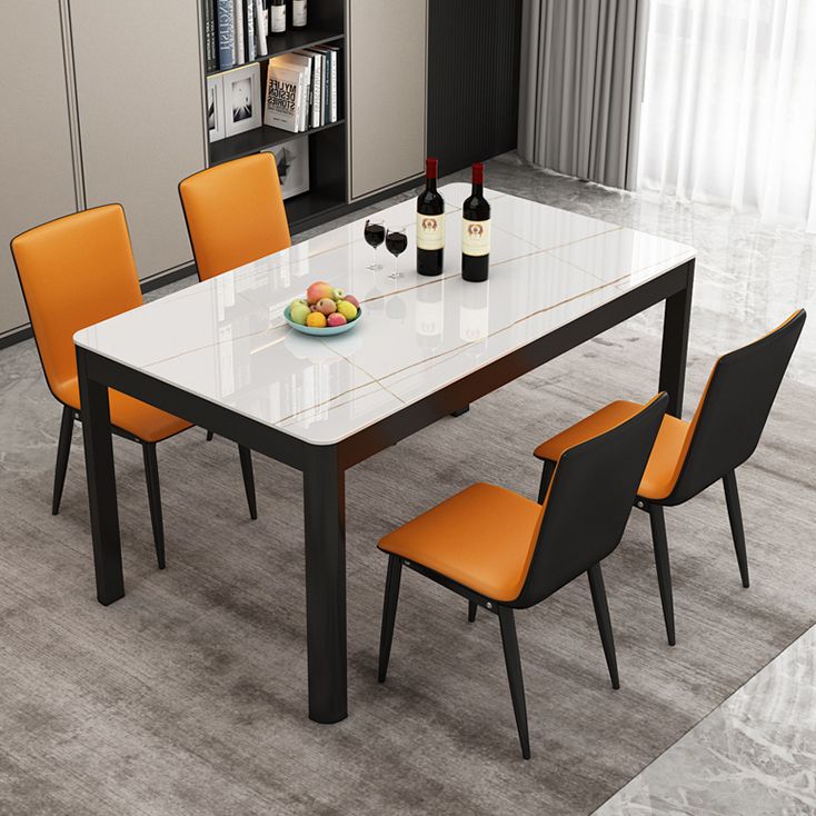 Metal Modern Rectangle Indoor Table Glass Top Table for Dining Room
