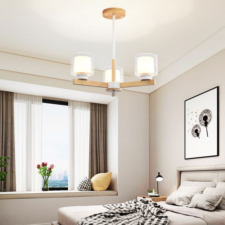 Lampade per lampadario moderno cilindri kit di luce sospesa in legno per soggiorno