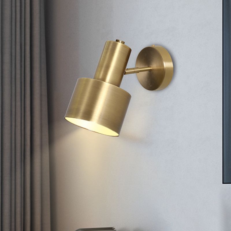 Drum Shape Metal Vanity Light Modern Style 1 Light Vanity Light Fixture in Brass