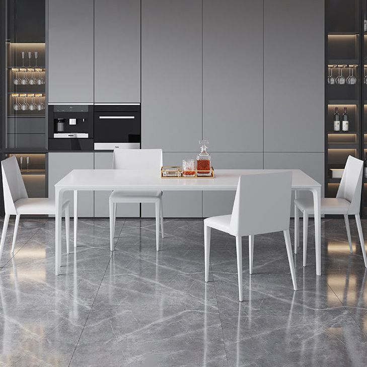 Modern Aluminium Dining Table Set 1/4/5/7 Pieces Rectangle Dinette Set with Sintered Stone