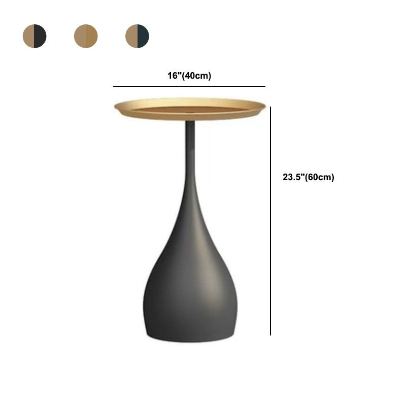 Contemporary Style Round Side End Table Metal Pedestal Sofa Side Accent Table