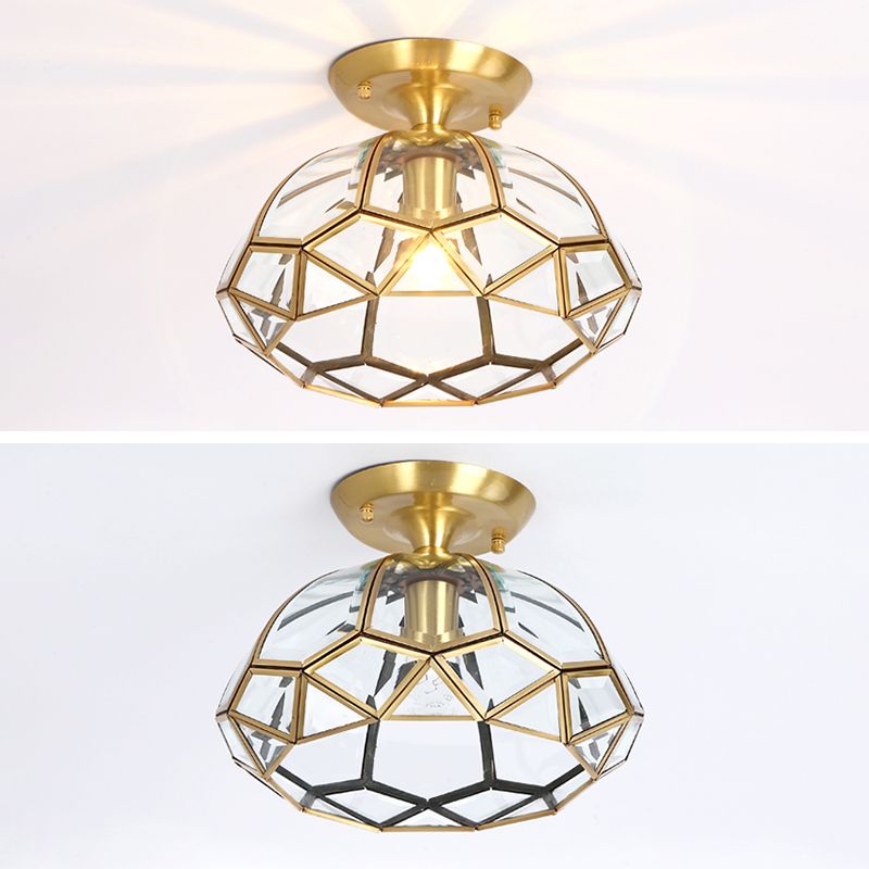 Faceted Ceiling Mount Light Fixture Traditional Gold Glass Ceiling Flush Mount Light
