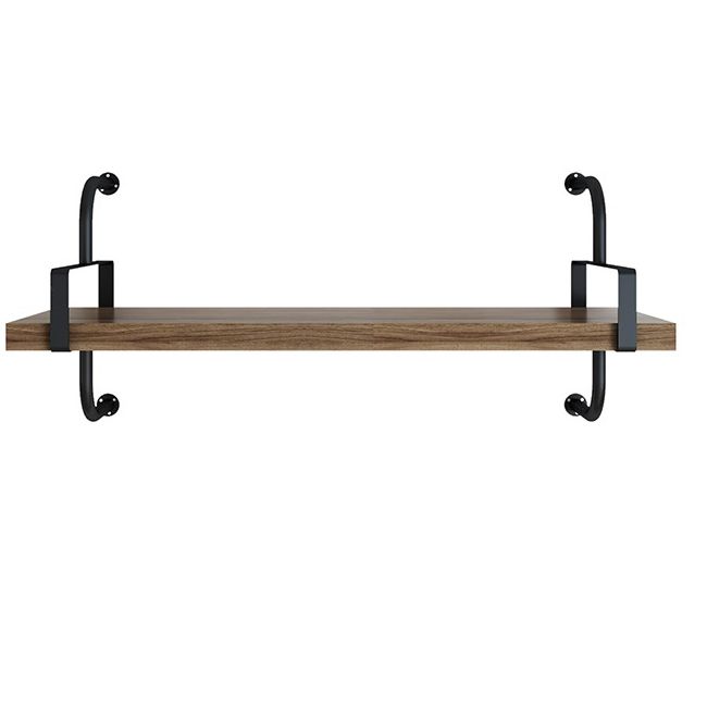 Contemporary Pine Solid Wood Bookcase Wall Mounted Metal Frame Closed Back Bookshelf