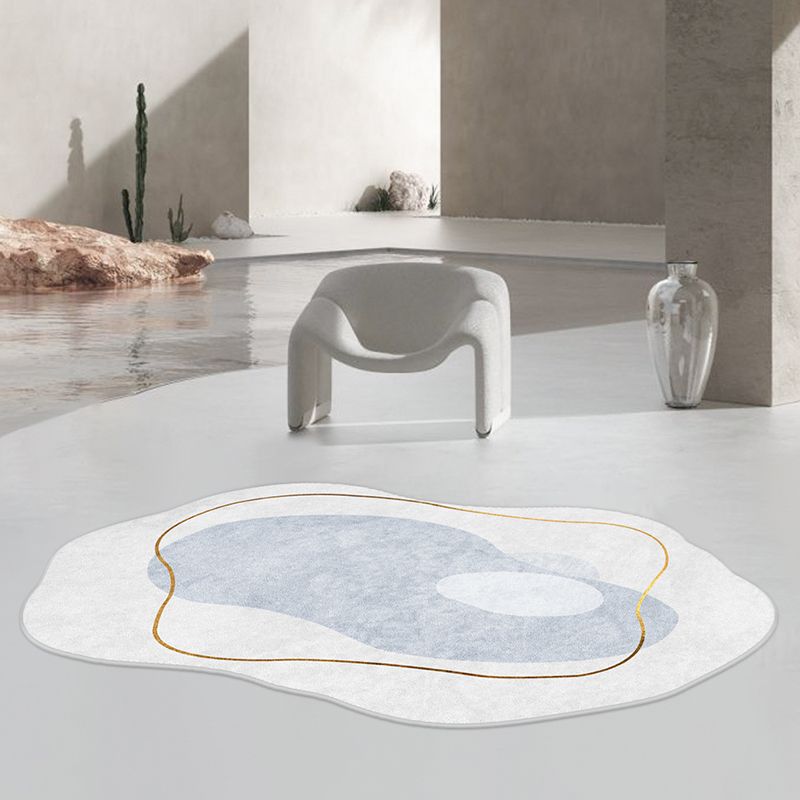 Casual Abstract Carpet Blue Polyester Rug Anti-Split Indoor Carpet for Home Decor