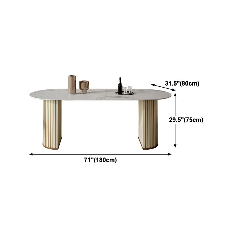 Minimalist White Standard Dining Table Oval Sintered Stone Dining Table for Kitchen
