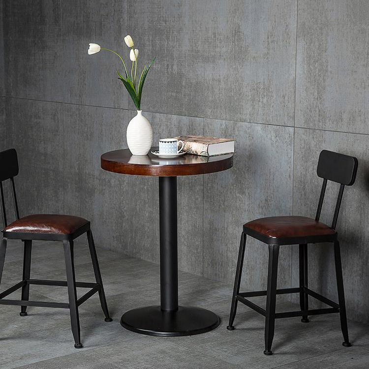 Industrial Armless Counter Stool Iron Cafe Bar Stool with Leather Cushion and Pedal