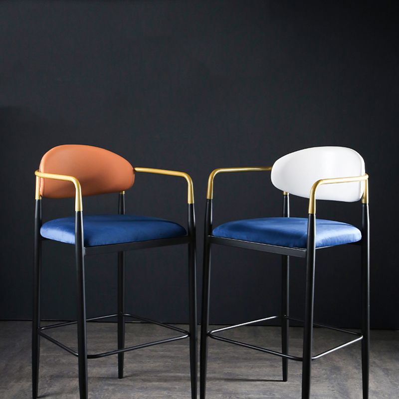 Full Back Upholstered Bar Chair Industrial Arm Rectangle Bar Stool