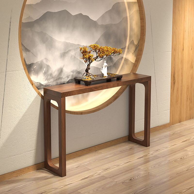 Solid Wood Rectangle Console Table Sled Base 33.46" Tall End Table