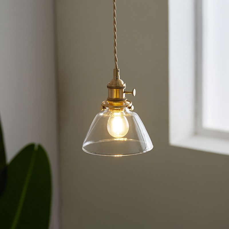 1-Light Hanging Pendant Industrial Style Glass Hanging Lighting for Living Room