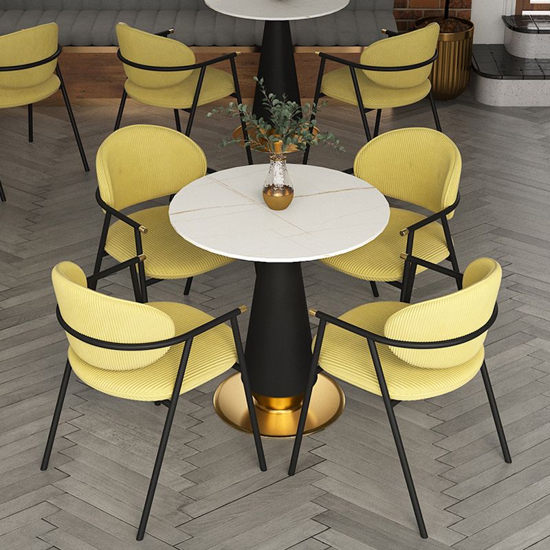 Contemporary Kitchen Dining Arm Chair Black Legs Open Back Dining Chair