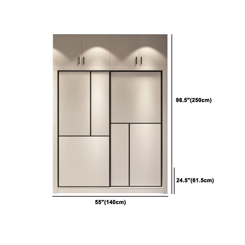 Sliding White Wardrobe Armoire Engineered Wood Wardrobe Cabinet