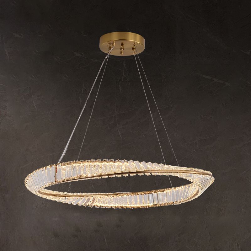 Contemporary Luxury LED Pendant Light Crystal Circular Chandelier for Dining Room