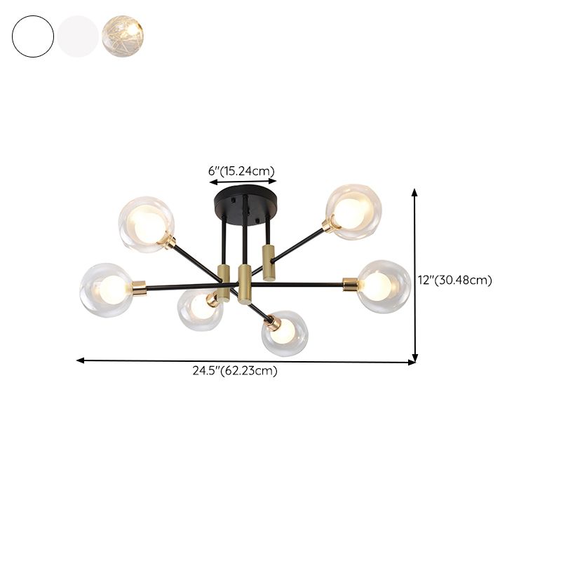 Modern Simple Ceiling Light Ball Shape Glass Shade Ceiling Lamp for Bedroom