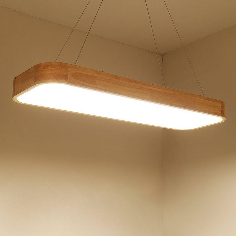Luce a ciondolo a LED rettangolare in legno nella moderna semplicità lampada appesa acrilica per il luogo commerciale