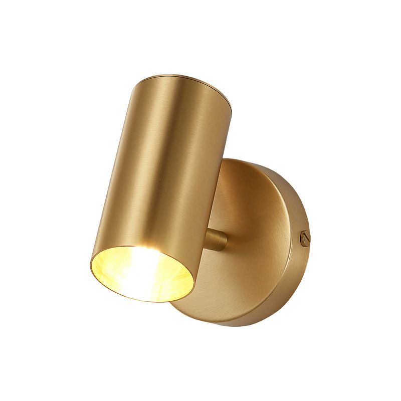Modern Metal Wall Sconce Cylinder Shape Vanity Lamp with Copper Shade for Bathroom