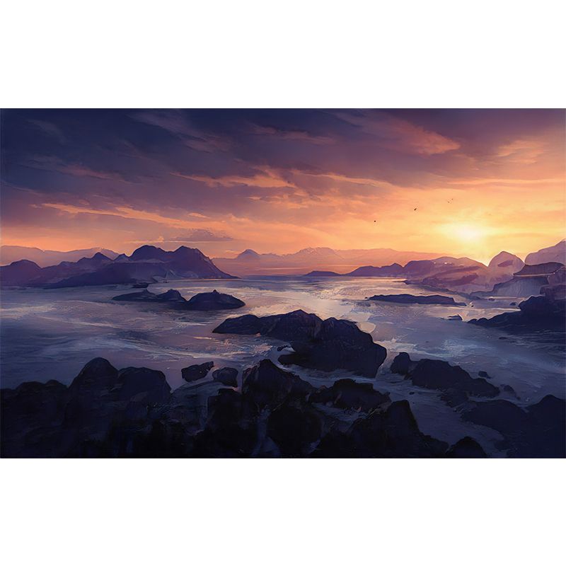 Modern Style Wall Mural Wallpaper Mountain Illustration Sitting Room Wall Mural