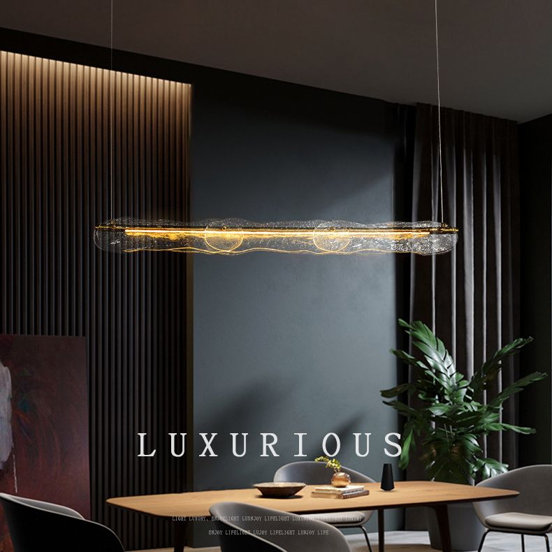 Luces colgantes de isla lineal accesorios de iluminación de lámparas de vidrio modernos para restaurante