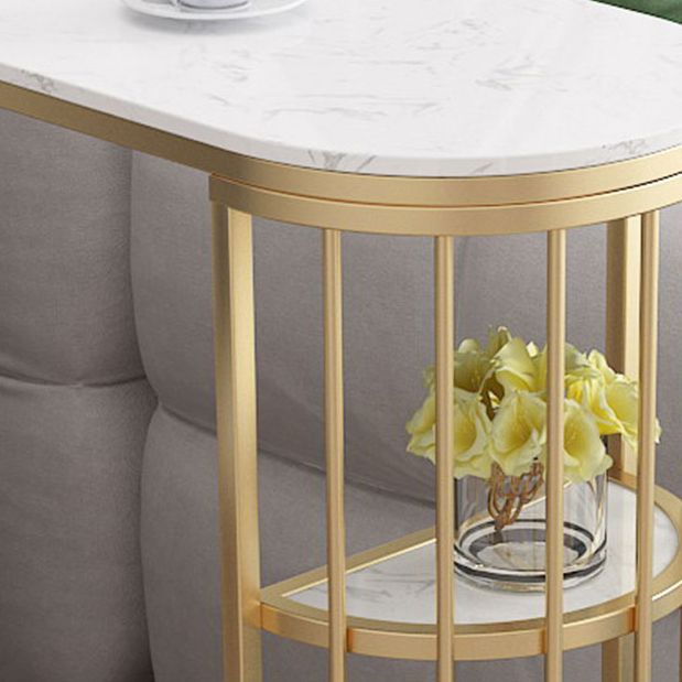 1/2/3 Pieces Glam Iron Bar Table Set White Faux Marble Top Bistro Set with Shelf