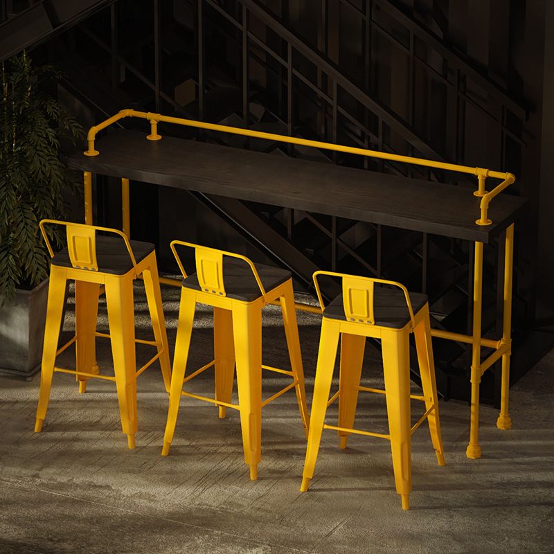 Trestle Rectangle Counter Set 1/2/4 Pieces Industrial Metal and Wood Pub Dining Set