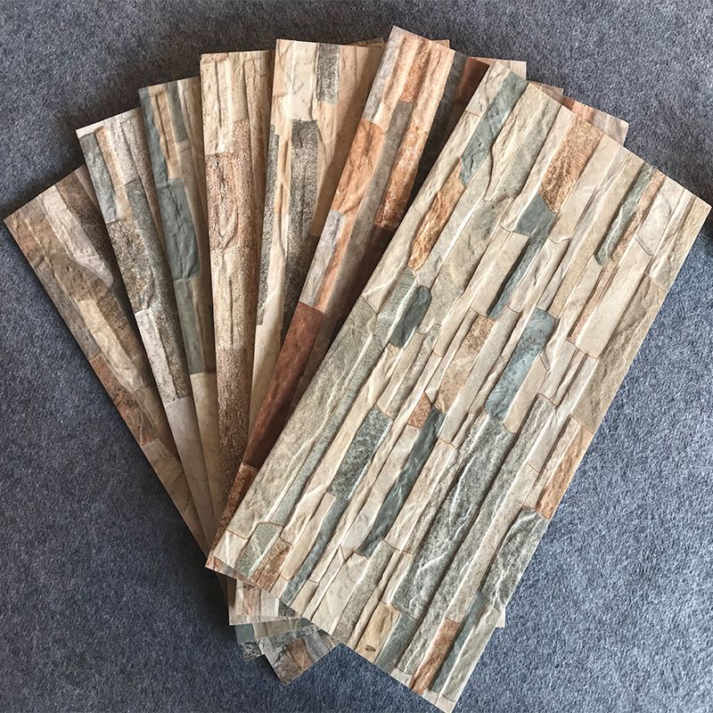Modern Style Wall Tile Stacked Stone Texture Straight Edge Rectangle Waterproof Wall Tile