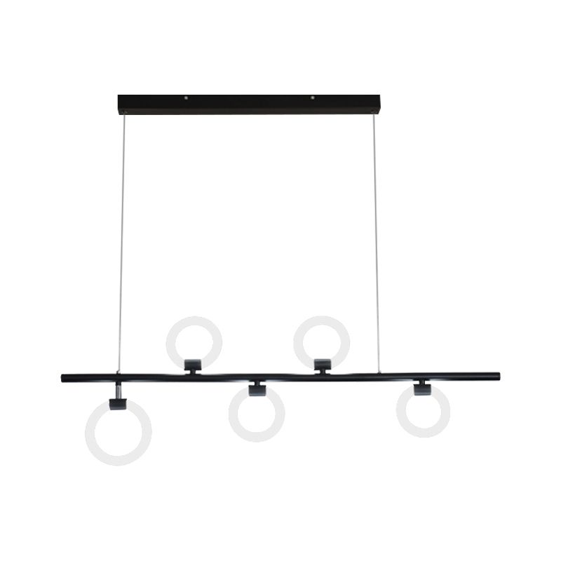 Luz de lámpara metálica lineal Luce Nordic LED Black Lighting con anillos con luz cálida/blanca, 31.5 "/39"/47 "W