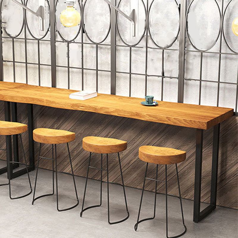 Solid Wood Top Bar Counter Industrial Rectangle Bar Counter with Sled Base
