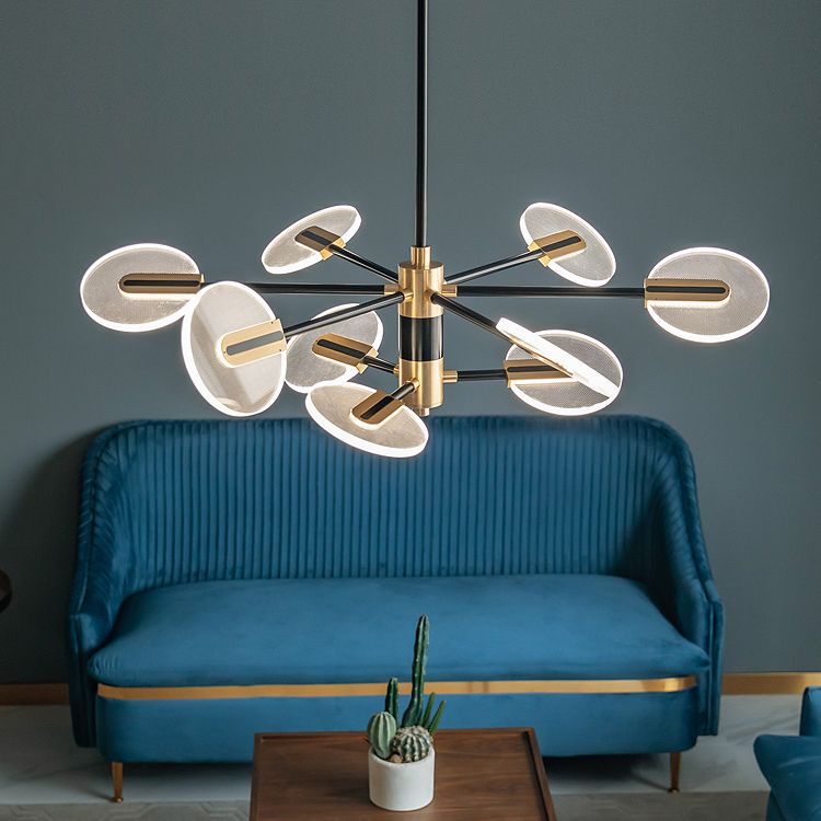 Black Acrylic Pendant Light Sputnik Modern LED Hanging Light for Living Room