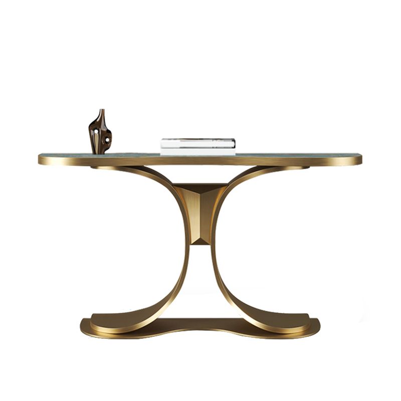 Glam Free Form Console Accent Table with Stainless Steel Bracket for Hall