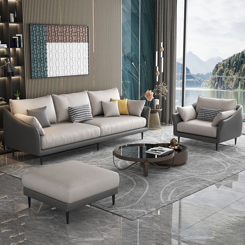 82.67" L Faux Leather Contemporary Sloped Arm Sofa Standard Sofa