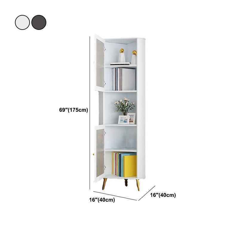 Contemporary Storage Cabinet with 3 Shelves and Glass Paned Triangle Cabinet