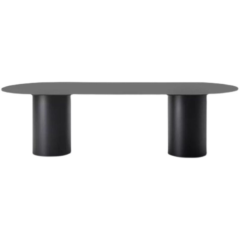 Natural Solid Wood Dining Table Modern Furniture with Double Pedestal for Office