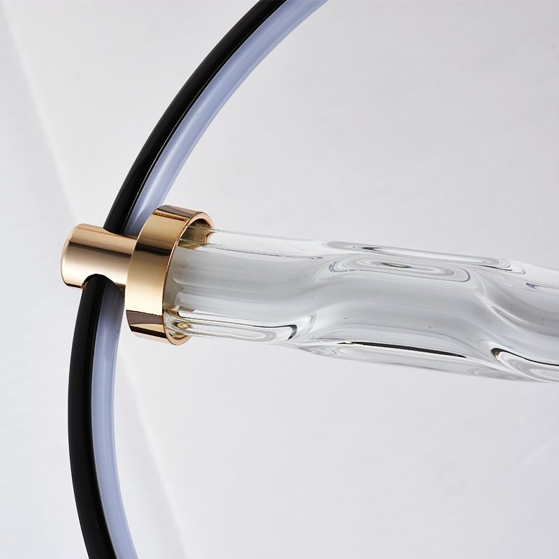 Eenvoud cirkelvormige led hanger helder gekabbel glazen eetkamer hangend licht in zwart