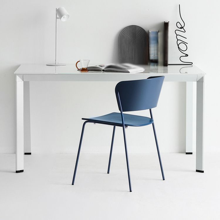 Contemporary Metal Stackable Chairs Kitchen Dining Room Open Back Side Chair