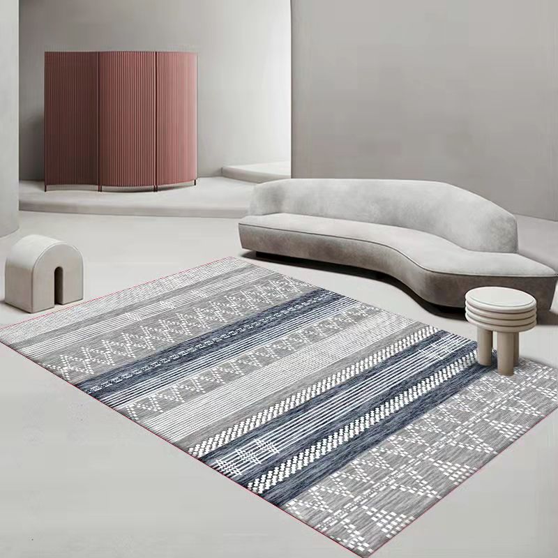 Southwestern Geometry Pattern Rug Polyester Area Carpet Non-Slip Backing Indoor Rug for Living Room