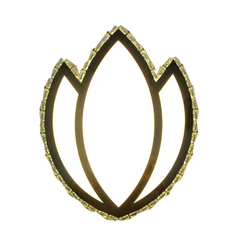 Modern LED Flush Wall Sconce White Lotus Petal Wall Lamp with Faceted Crystal Shade in Warm/White Light