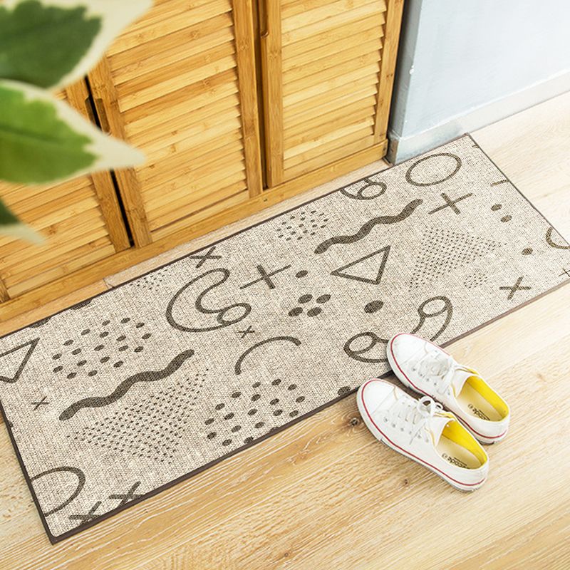 Dark Red Modern Rug Polyester Graphic Rug Non-Slip Backing Rug for Home Decor