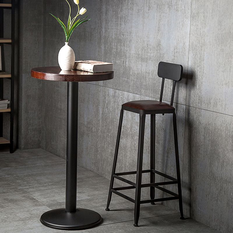 Faux Leather Dining Stools Upholstered Bar Stools with Footrest