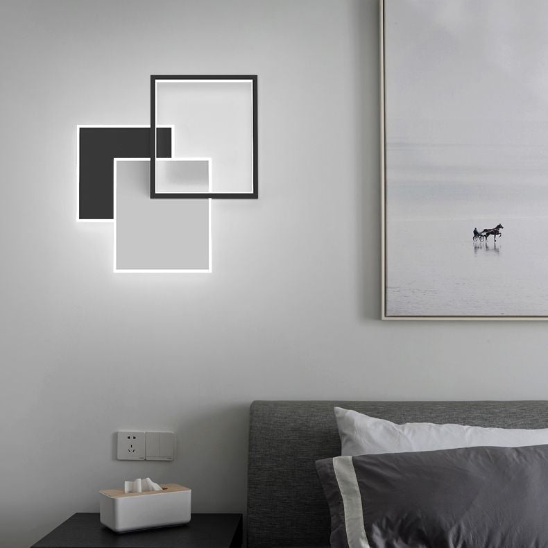 Black Contemporary Metal LED Wall Mounted Lighting 1-Light Wall Sconce for Bedroom