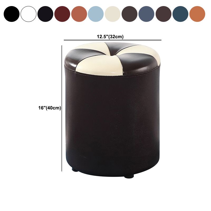 Blue Modern Pouf Faux Leather Stain Resistant Round Pouf for Drawing Room