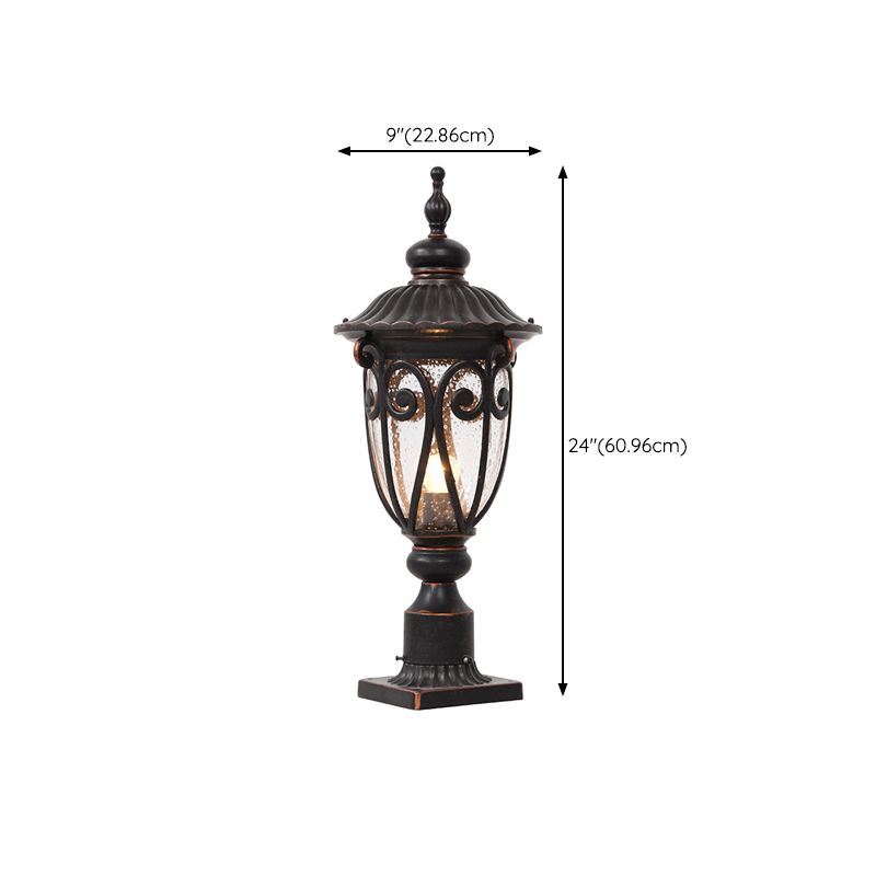 1-Light Black Pillar Lamp Waterproof Outdoor Light for Garden