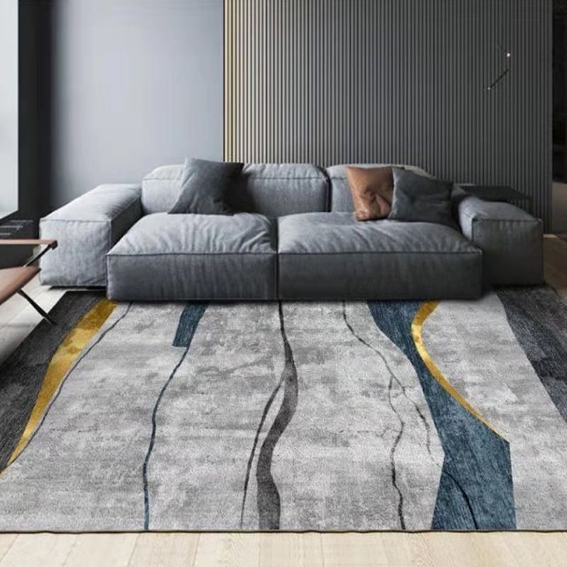 Stylish Modern Indoor Rug Contrast Panel Area Rug Polyster Carpet with Non-Slip Backing