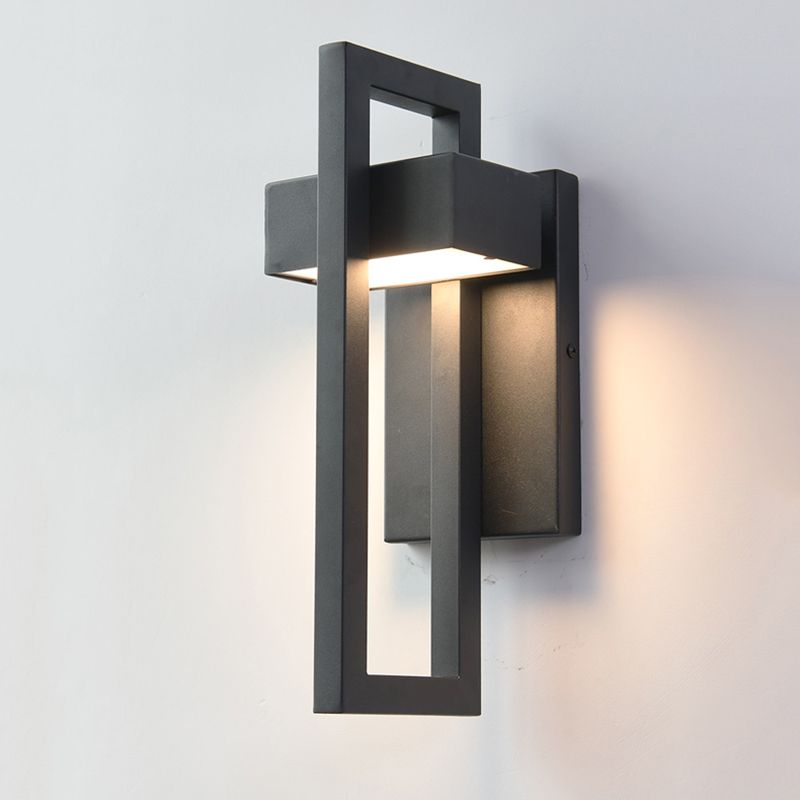 Minimalism Black Wall Light Sconces Metal Outdoor 1-Light Wall Mount Lamp