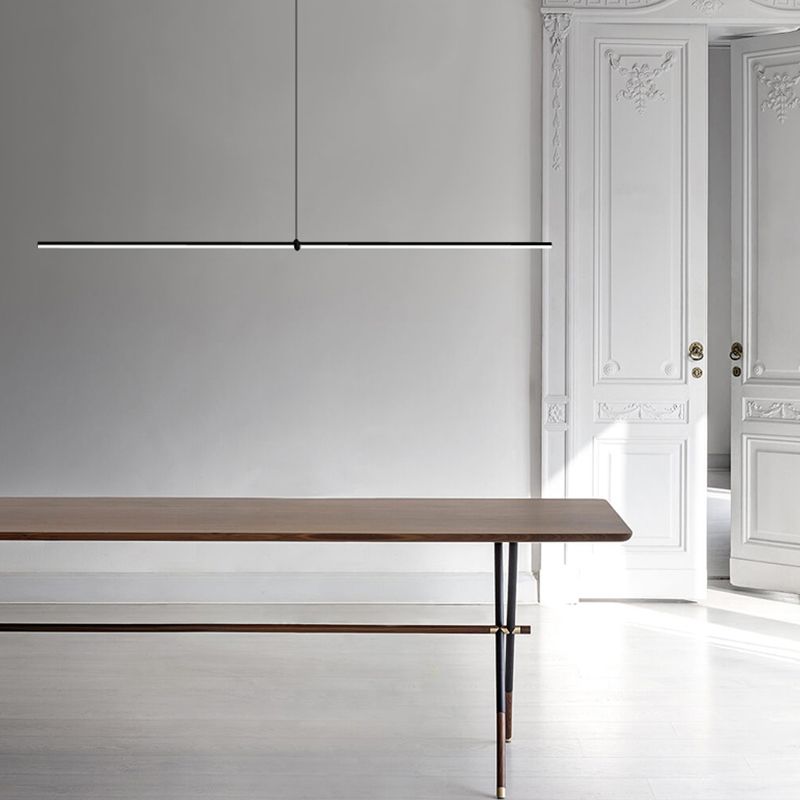 Modern Linear LED Island Light 1-Head Restaurant Pendant Lamp with Acrylic Shade