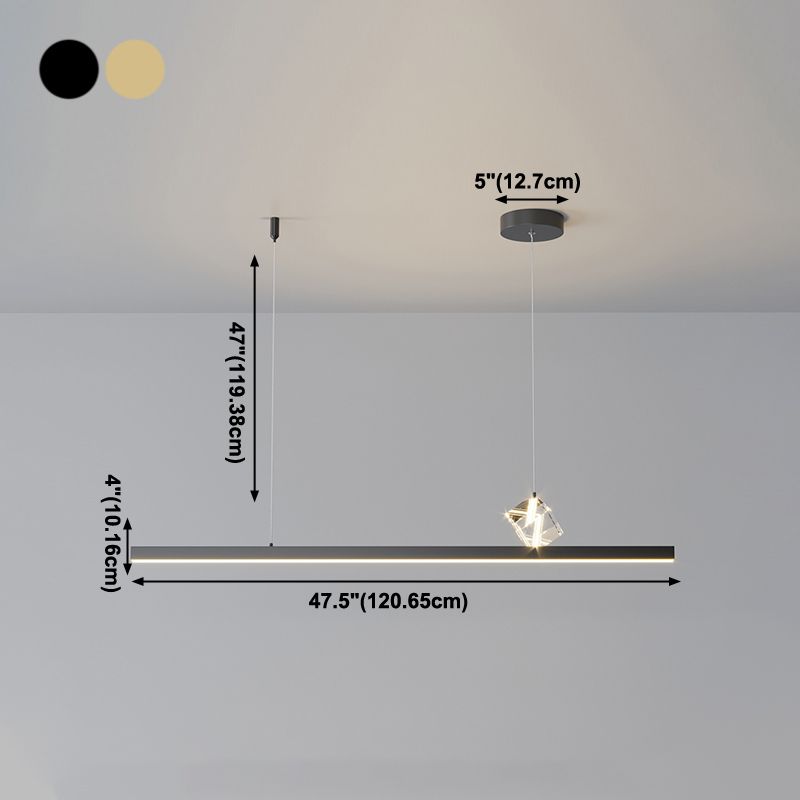 1 Light Linear Island Light Fixtures Modernism Crystal Island Pendant Lights for Kitchen