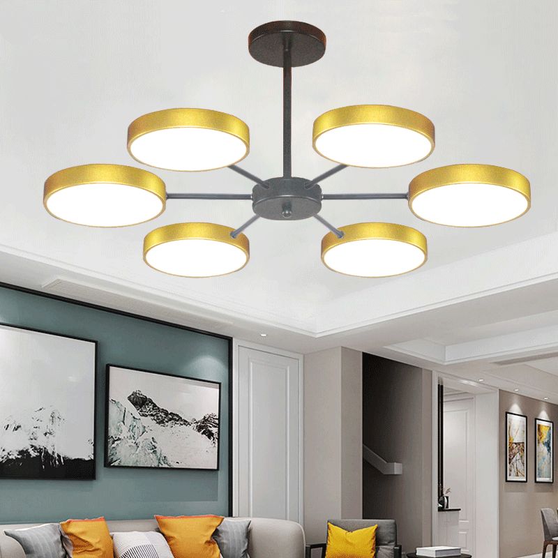 Modern Metal Chandelier Light Fixtures Round Multi-Head Suspension Pendant Lamps