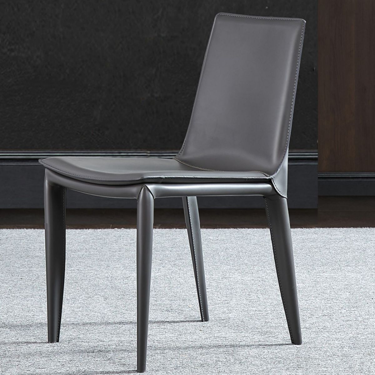 Silla de comedor sin brazos de cuero moderno, sillas de comedor de metal para uso en restaurantes