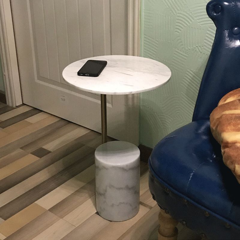 Scandinavian Side Table Marble Pedestal Round Living Room End Table